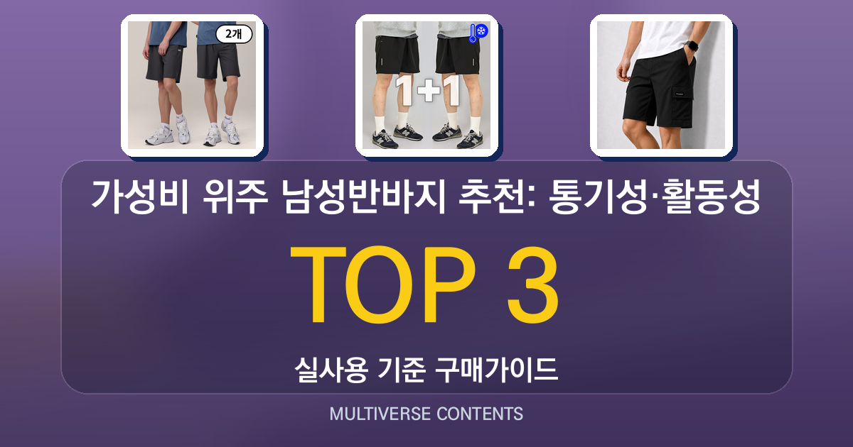 가성비 위주 남성반바지 추천: 통기성·활동성 비교